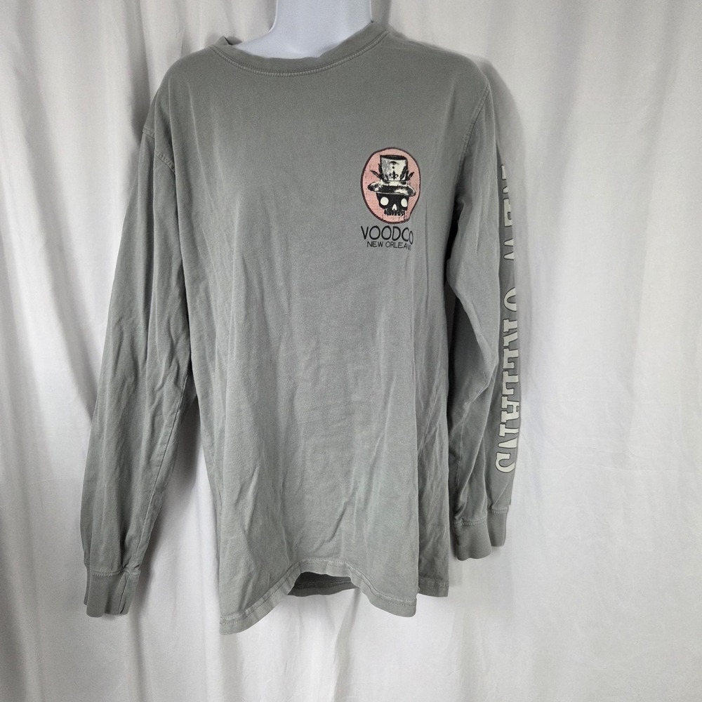Classic Shirt Mens Medium Gray Long Sleeve Voodoo New Orleans Graphic Tee Top